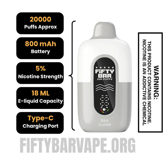 Baja Slushie Fifty Bar 20K Disposable Vape Specifications Baja Slushie Fifty Bar 20K Disposable Vape Specifications
