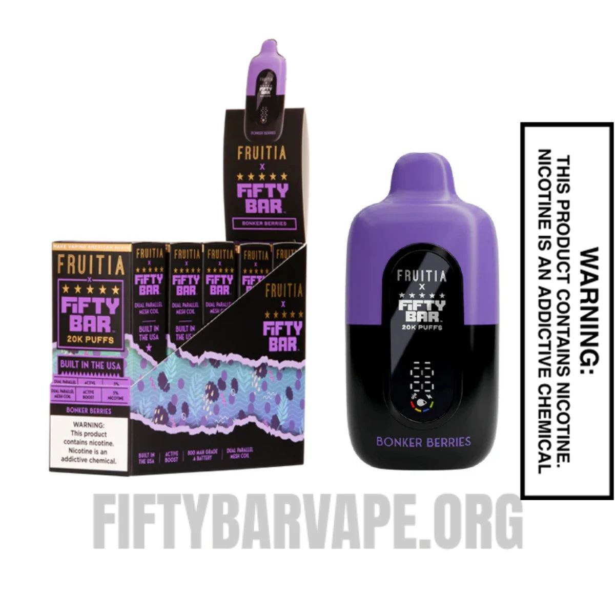 Bonker Berries Fruitia X Fifty Bar 20K Vape With Bundle Pack Bonker Berries Fruitia X Fifty Bar 20K Vape With Bundle Pack