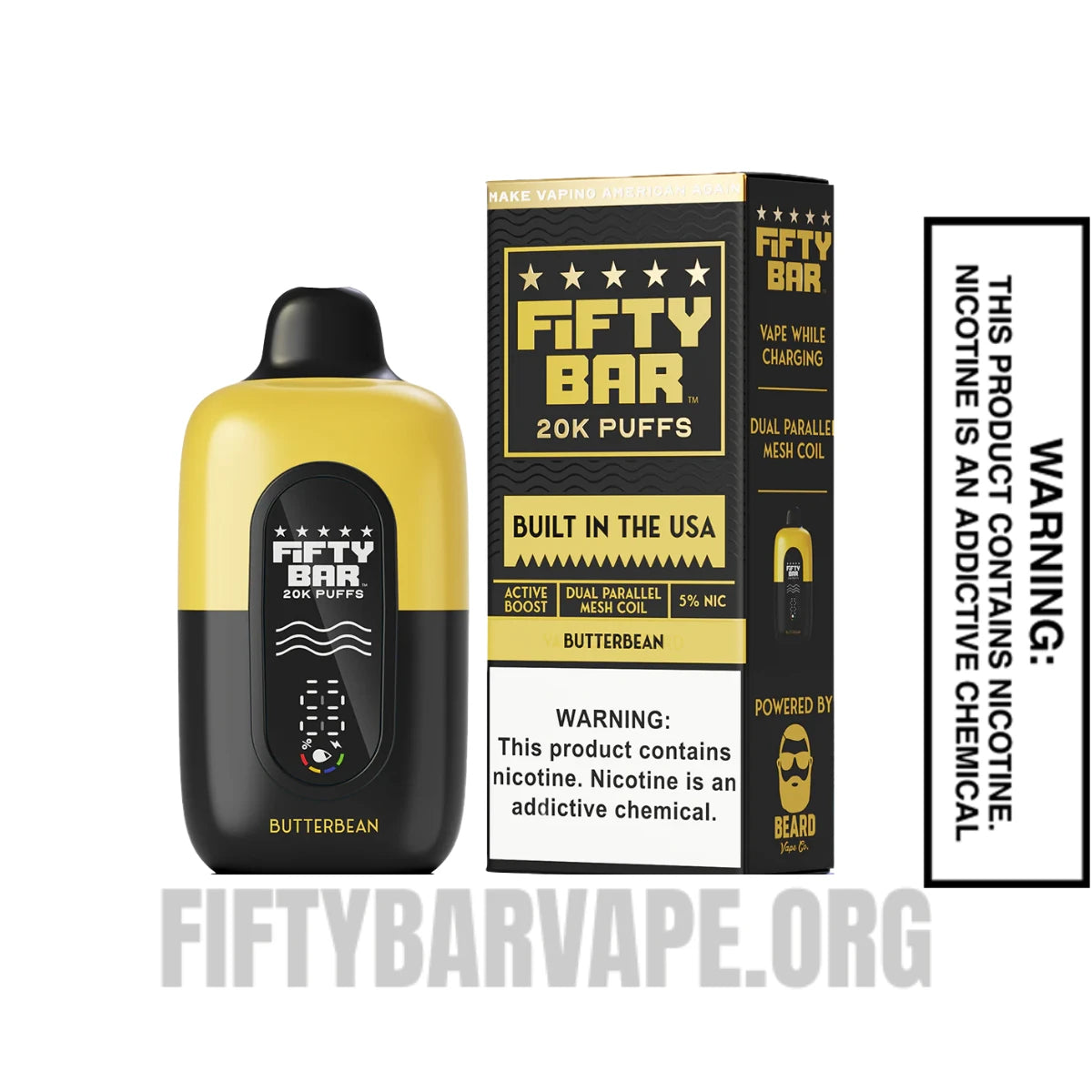 Butterbean Fifty Bar 20K Disposable Vape With Package Box Butterbean Fifty Bar 20K Disposable Vape With Package Box