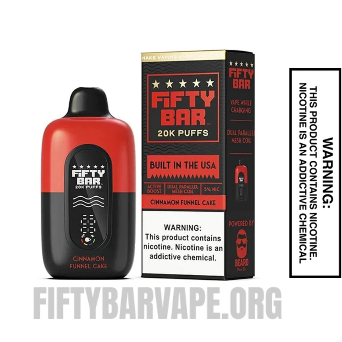 Cinnamon Funnel Cake Fifty Bar 20K Disposable Vape With Package Box Cinnamon Funnel Cake Fifty Bar 20K Disposable Vape With Package Box