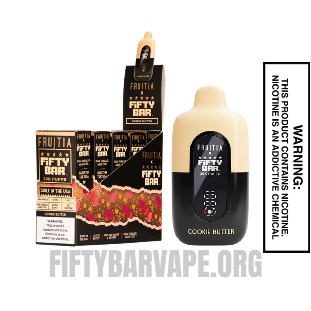 Cookie Butter Fruitia X Fifty Bar 20K Vape With Bundle Pack Cookie Butter Fruitia X Fifty Bar 20K Vape With Bundle Pack