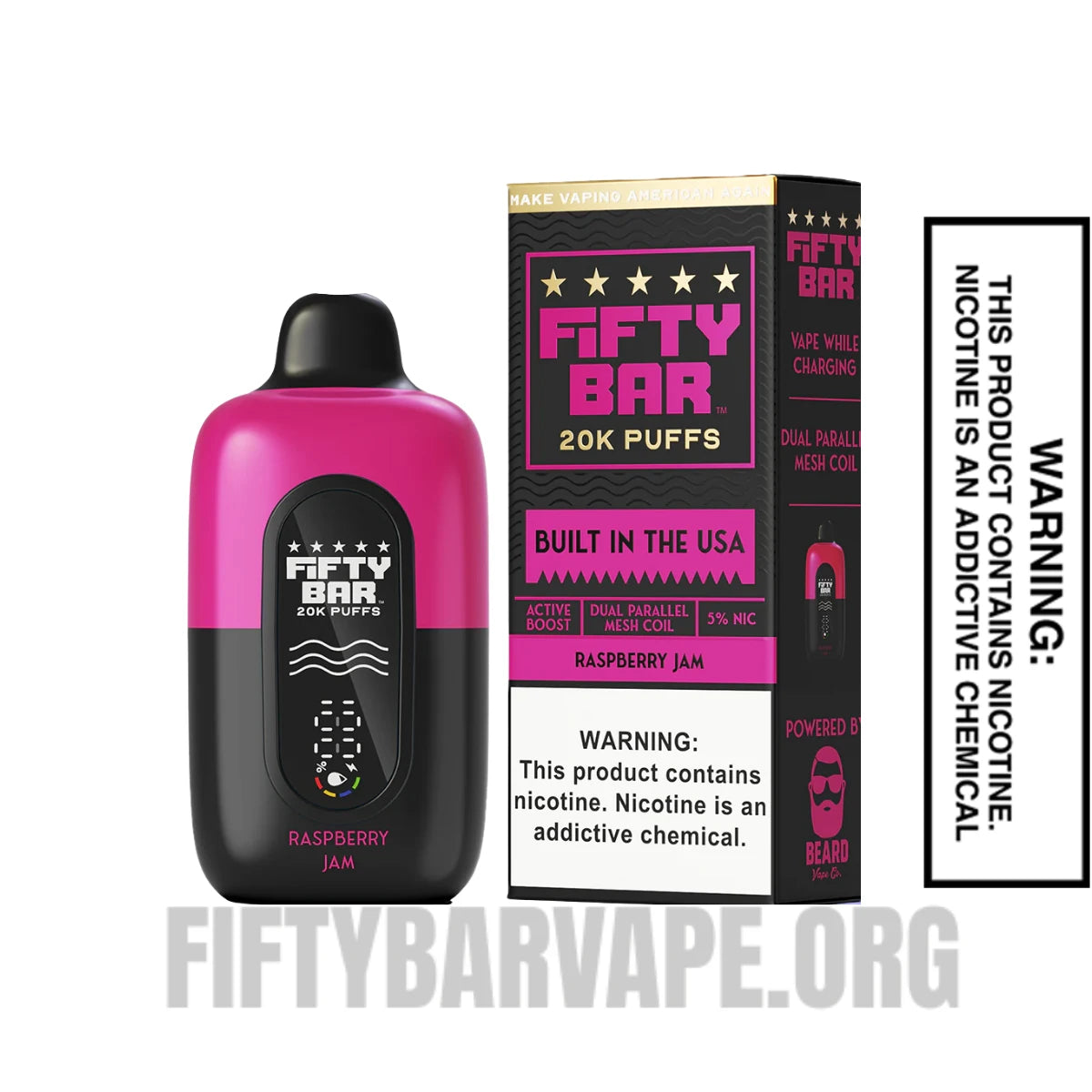 Raspberry Jam Fifty Bar 20K Disposable Vape With Package Box Raspberry Jam Fifty Bar 20K Disposable Vape With Package Box
