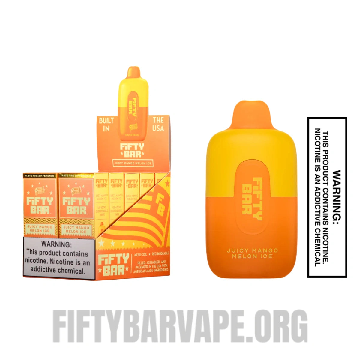 Juicy Mango Melon Ice Fifty Bar Disposable Vape With Bundle Pack Juicy Mango Melon Ice Fifty Bar Disposable Vape With Bundle Pack
