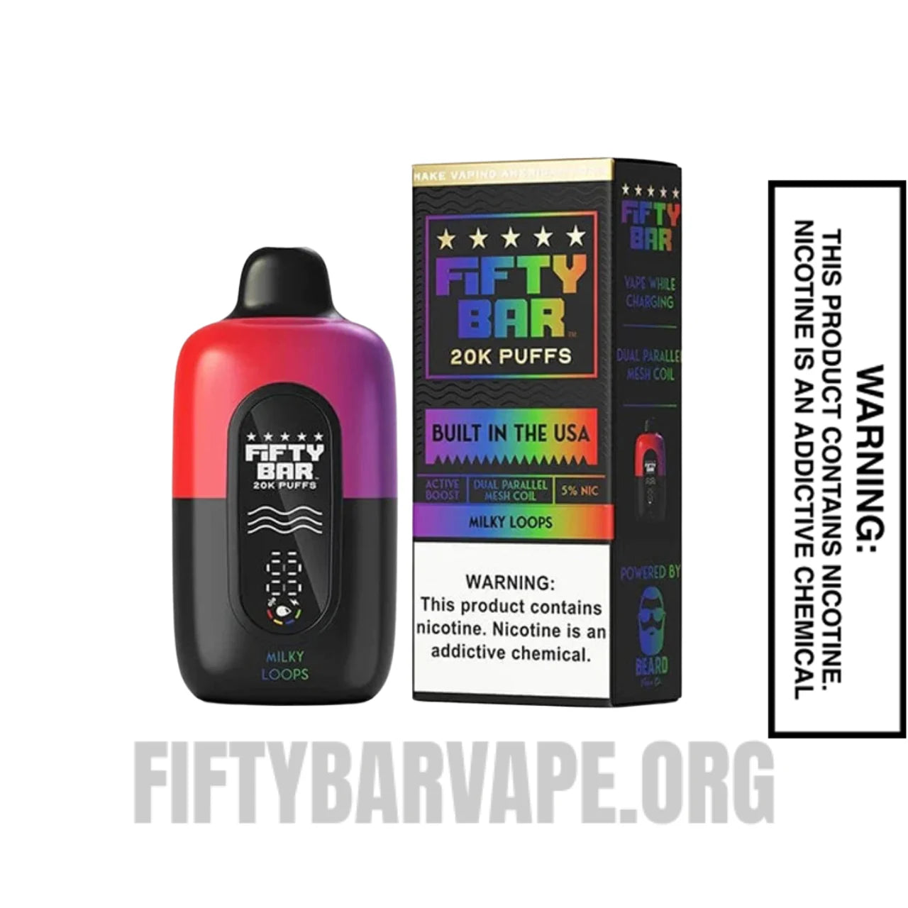 Milky Loops Fifty Bar 20K Disposable Vape With Package Box Milky Loops Fifty Bar 20K Disposable Vape With Package Box