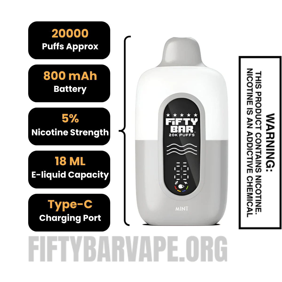 Mint Fifty Bar 20K Disposable Vape Specifications Mint Fifty Bar 20K Disposable Vape Specifications