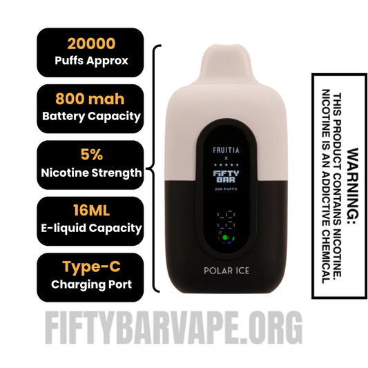 Polar Ice Fruitia X Fifty Bar 20K Vape Specifications Polar Ice Fruitia X Fifty Bar 20K Vape Specifications