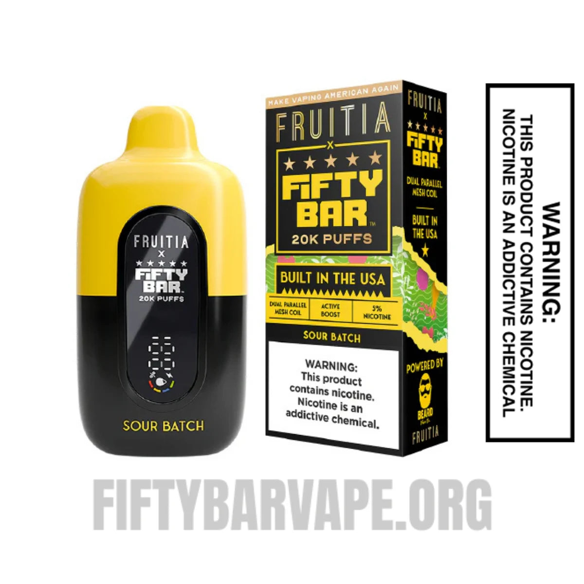 Sour Batch Fruitia X Fifty Bar 20K Vape With Package Box Sour Batch Fruitia X Fifty Bar 20K Vape With Package Box