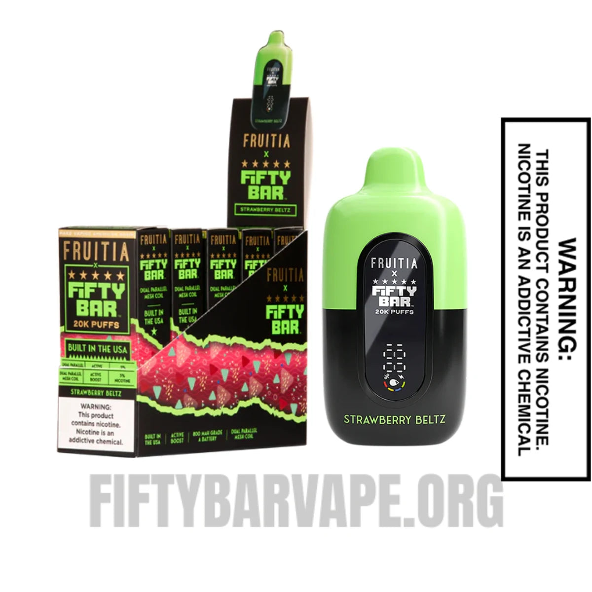 Strawberry Beltz Fruitia X Fifty Bar 20K Vape With Bundle Pack Strawberry Beltz Fruitia X Fifty Bar 20K Vape With Bundle Pack