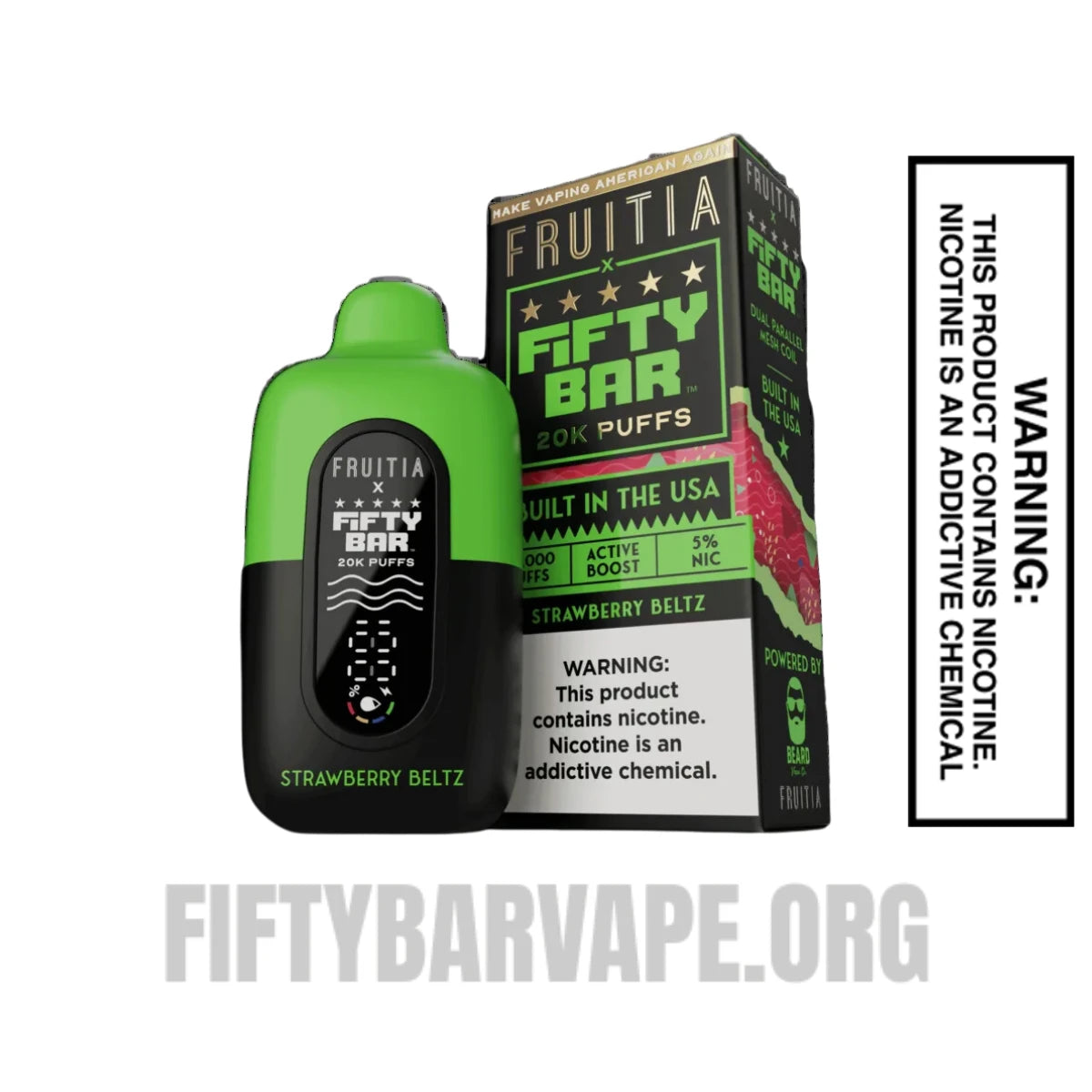 Strawberry Beltz Fruitia X Fifty Bar 20K Vape With Package Box Strawberry Beltz Fruitia X Fifty Bar 20K Vape With Package Box