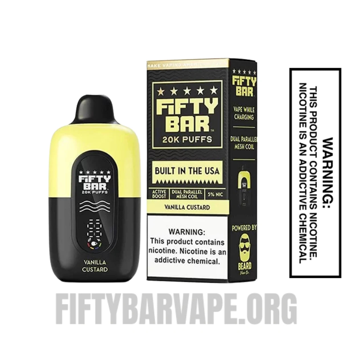 Vanilla Custard Fifty Bar 20K Disposable Vape With Package Box Vanilla Custard Fifty Bar 20K Disposable Vape With Package Box