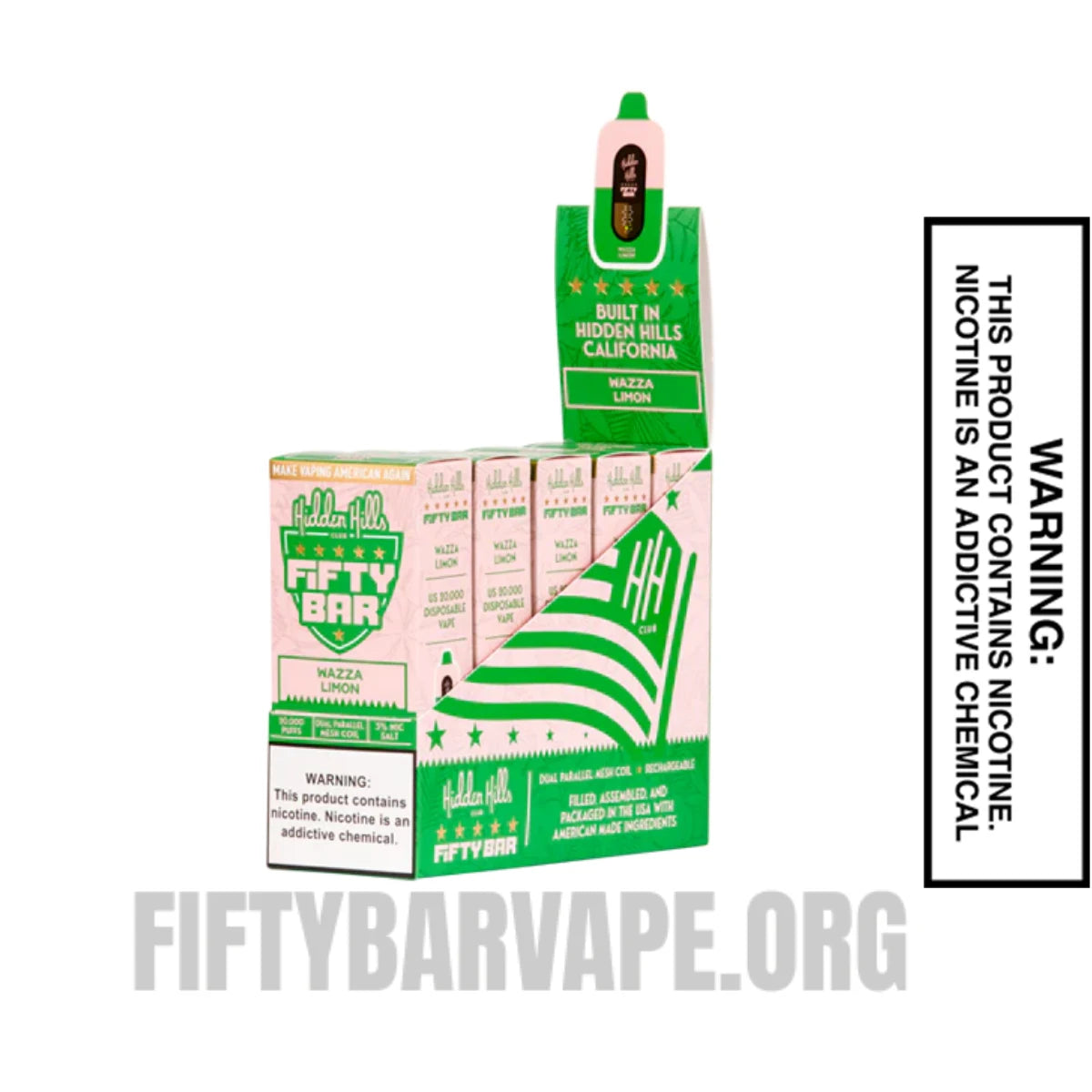 Wazza Limon Hidden Hills X Fifty Bar 20K Vape With Bundle Pack Wazza Limon Hidden Hills X Fifty Bar 20K Vape With Bundle Pack