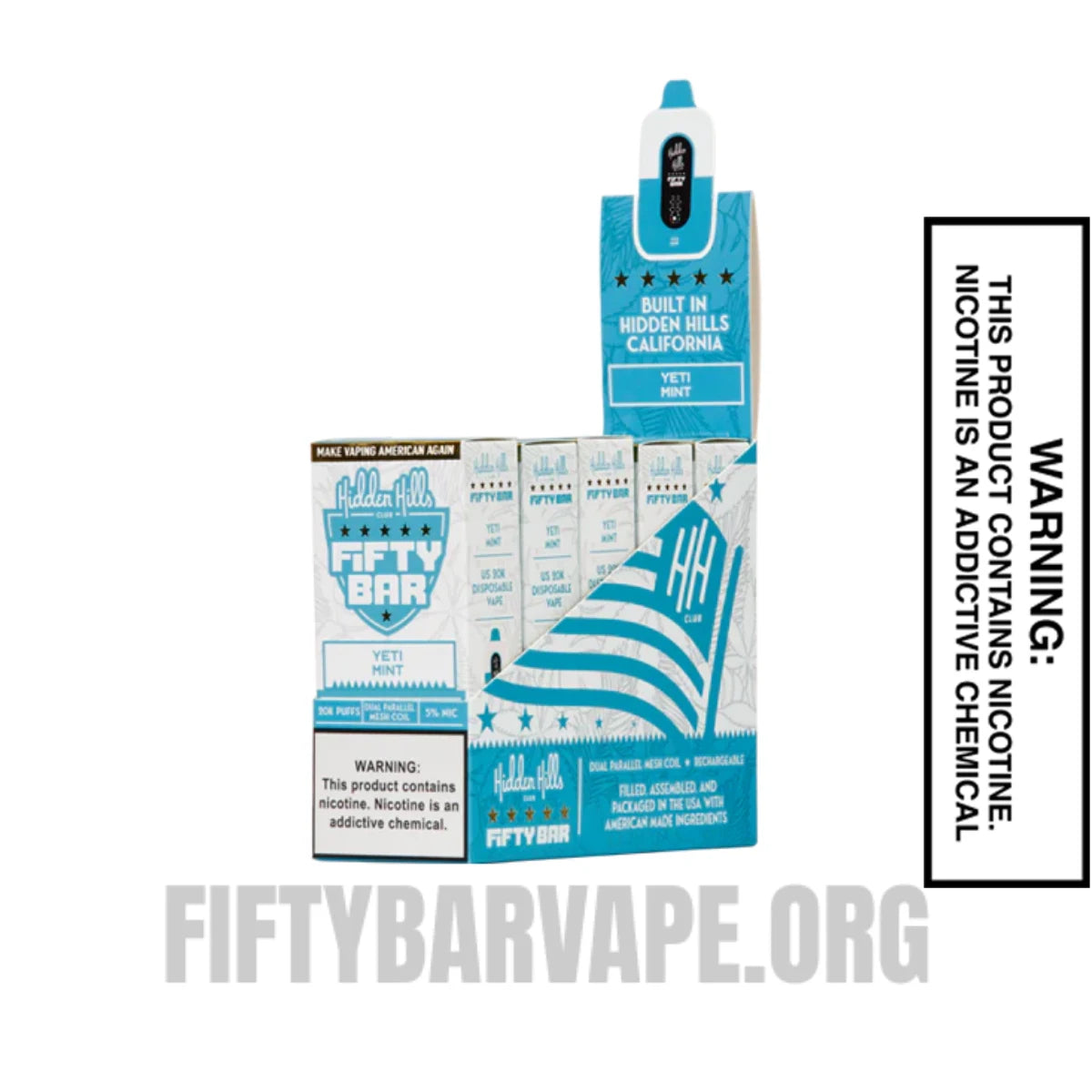 Yeti Mint Hidden Hills X Fifty Bar 20K Vape With Bundle Pack Yeti Mint Hidden Hills X Fifty Bar 20K Vape With Bundle Pack
