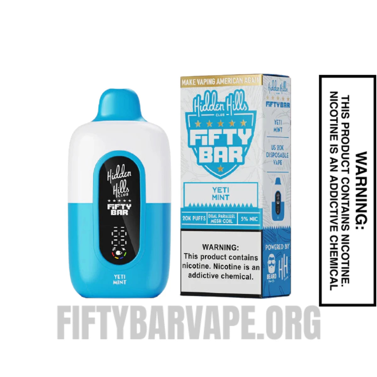 Yeti Mint Hidden Hills X Fifty Bar 20K Vape With Package Box Yeti Mint Hidden Hills X Fifty Bar 20K Vape With Package Box