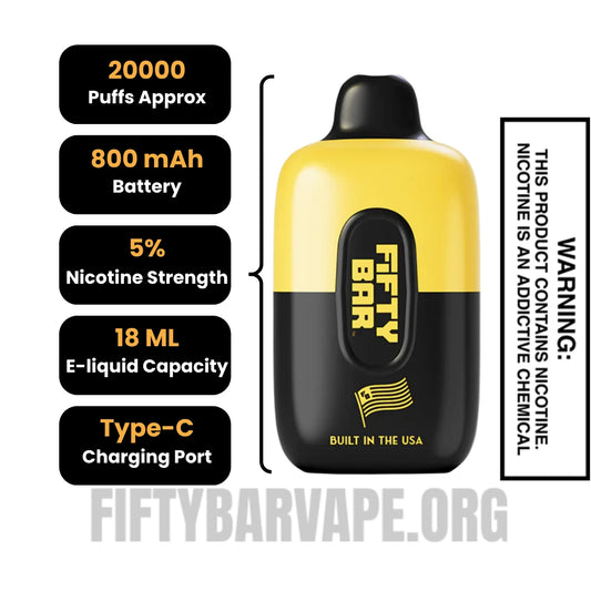 Butterbean Fifty Bar 20K Disposable Vape Specifications
