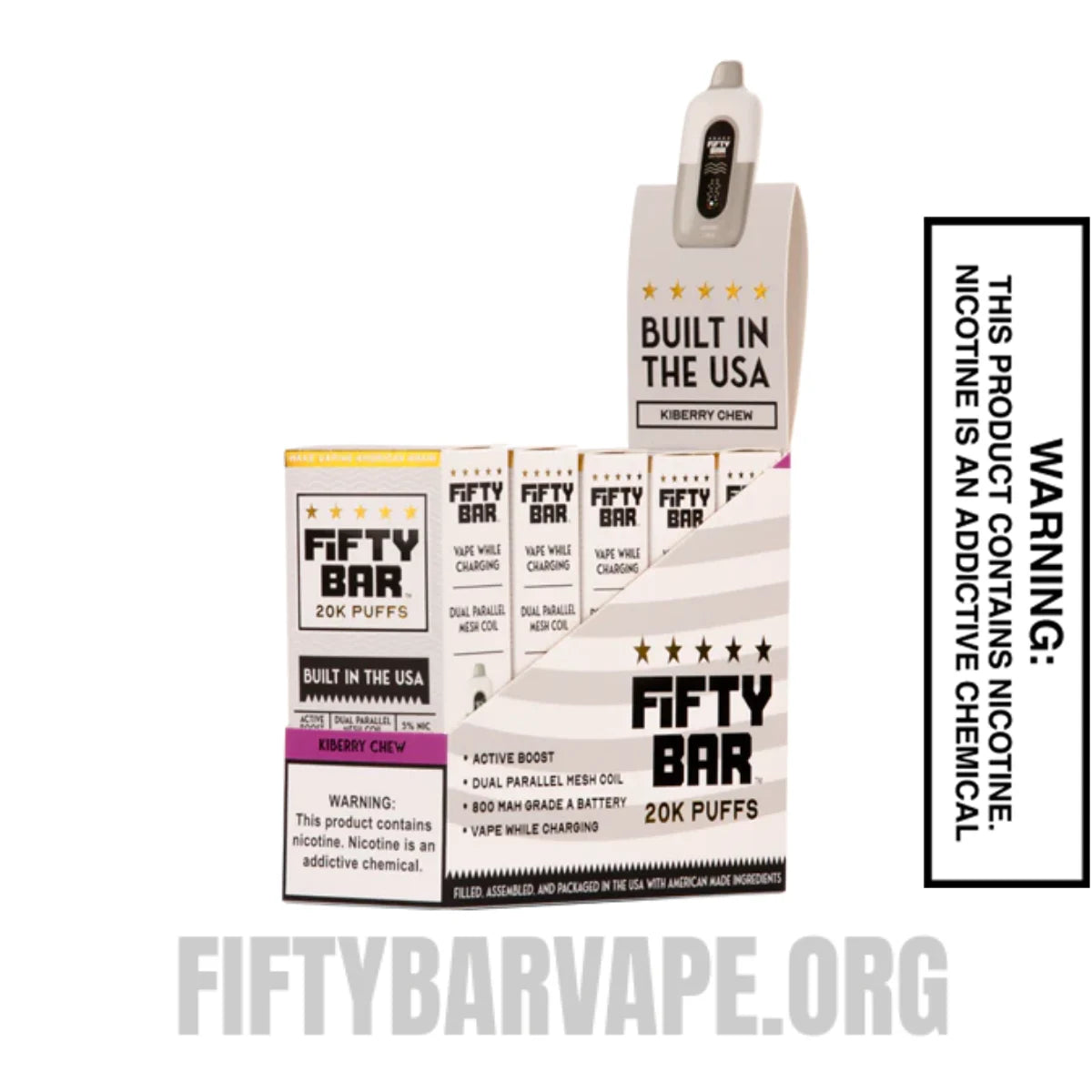 Kiberry Chew Fifty Bar 20K Disposable Vape With Bundle Pack