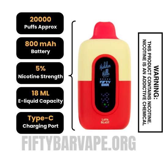 Lava Blast Hidden Hills X Fifty Bar 20K Vape Specifications