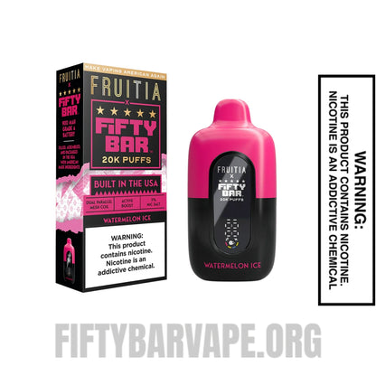 Watermelon Ice Fruitia X Fifty Bar 20K Disposable Vape With Package Box